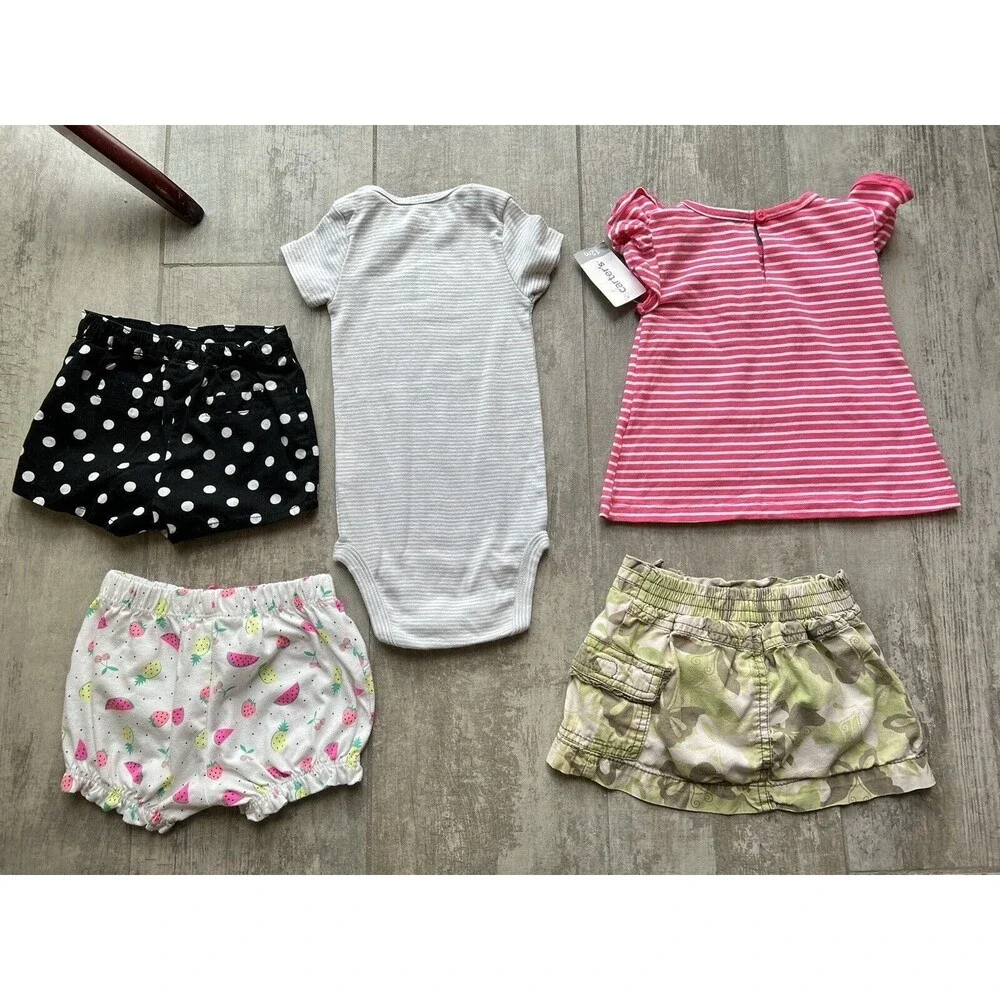 Baby Girl Mix Match 5 Piece Outfit Set Top Skort Shorts Bodysuit Cute Casual 12m